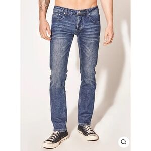 NEW WeSC Bob Straight Leg Denim Jeans Mens 36x32 Blue Wash